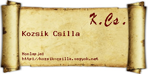 Kozsik Csilla névjegykártya